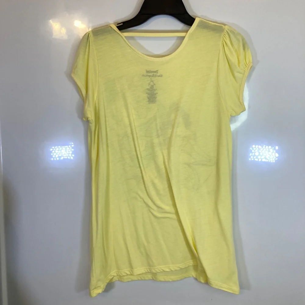 Beauty and the Beast Shirt YOUTH Sz XL Yellow Short Sleeve Glitter Disney